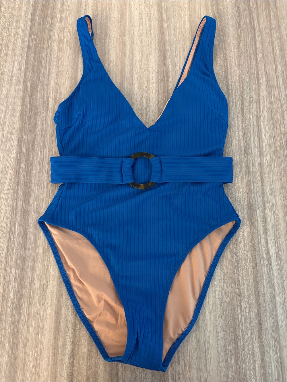 J. Crew Wide Rib Belted One Piece Bathing Suit Women’s Size 4 Blue